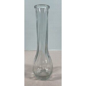 E.O. Brody Co. 9 inch Clear Glass Vase With A Swirl Design.